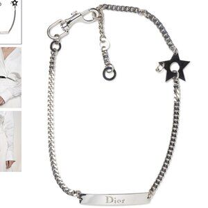 DIOR DIOR DIOR DIOR NAME PLATE SILVER CHAIN ADJUSTABLE BELT WITH STAR DETAILS